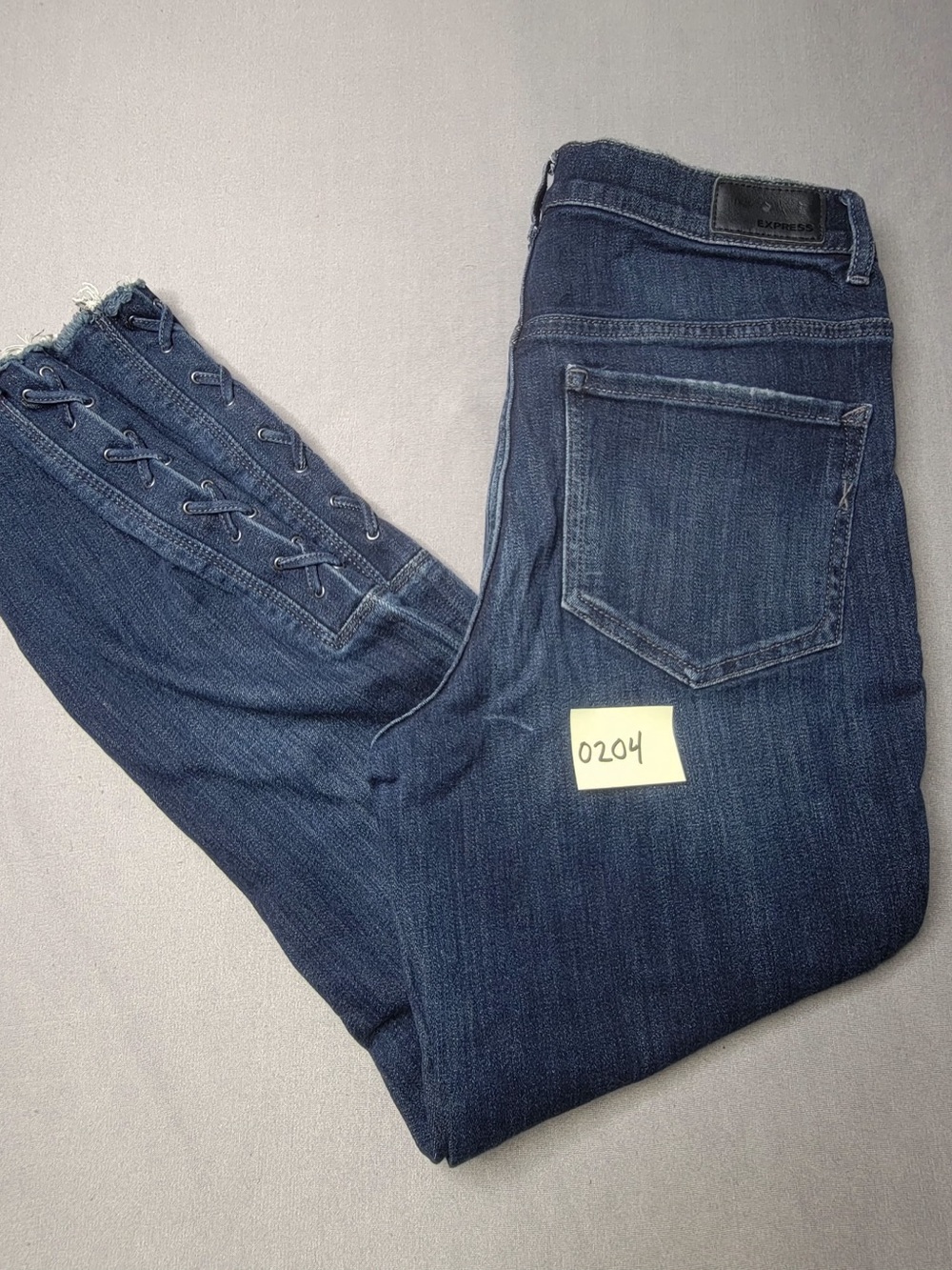 Express women Dark Blue Men’s Lace-Up Hem Jeans size 6P